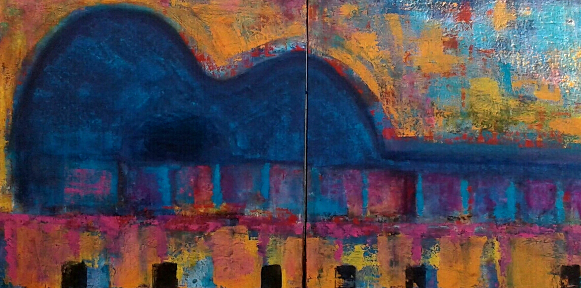Ao Som do Rio pintura abstrato expressionista acriica angela lemos