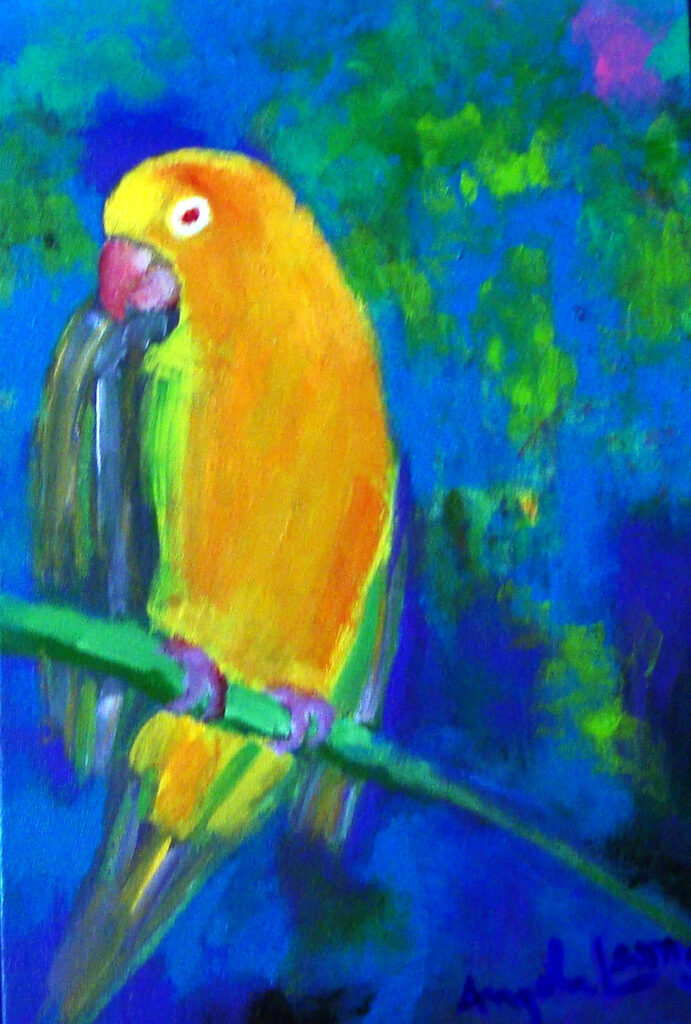 Papagaio Brasieliro pintura acrilica Angela Lemos