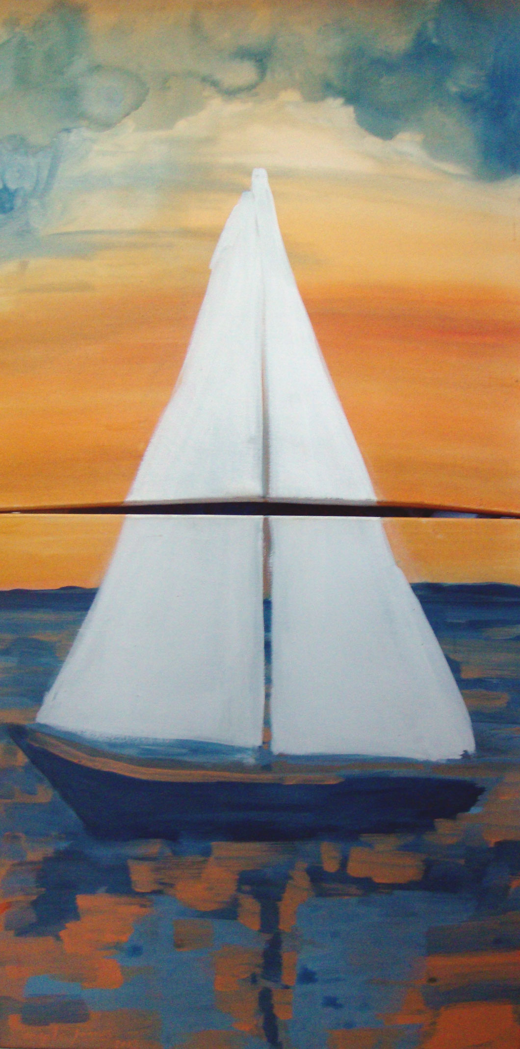 Barco a vela em Búzios - Díptico - 0.60 x 1.20 - Acrílico sobre tela - 0.72