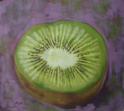 Kiwi no fundo lilás