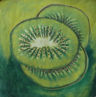 Kiwi no fundo verde