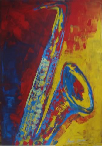 Sax vermelho e amarelo