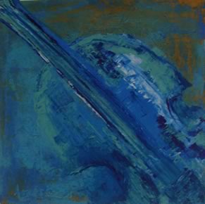 Violino verde fundo azul