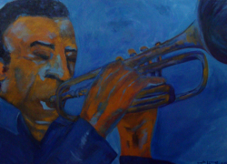 O Trompetista pintura acrílica de Angela Lemos