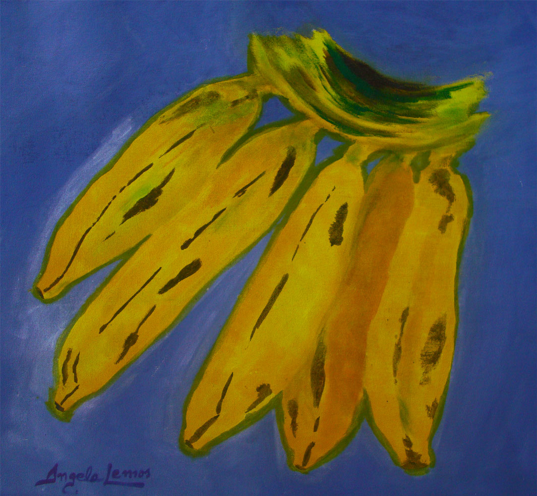Banana fundo Azul de Angela Lemos