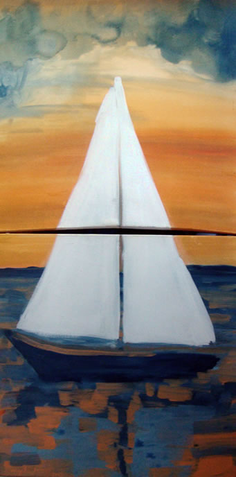 Barco a vela em Búzios - Díptico de Angela Lemos